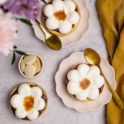 Recette des Tartelettes fleur ganache chocolat Weiss
